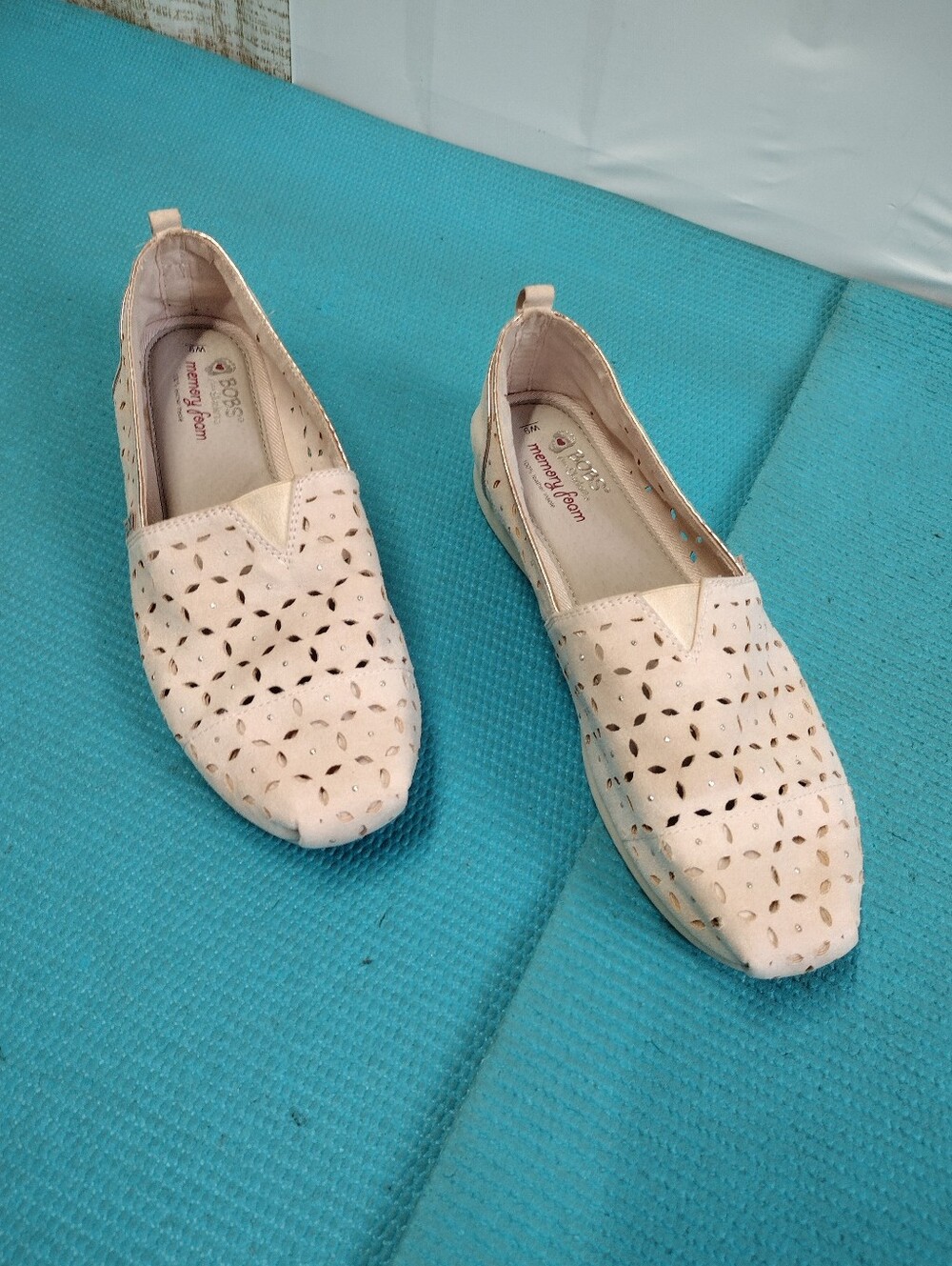 BOBS By Skechers Women's Laser-Cut Slip-On Flats Shoes - 9